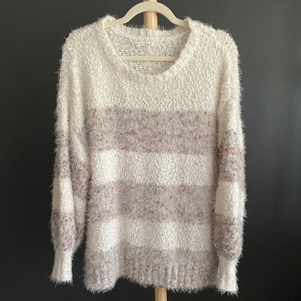 Stripe Lantern Sleeve Pullover Sweater - Picture 2 of 8